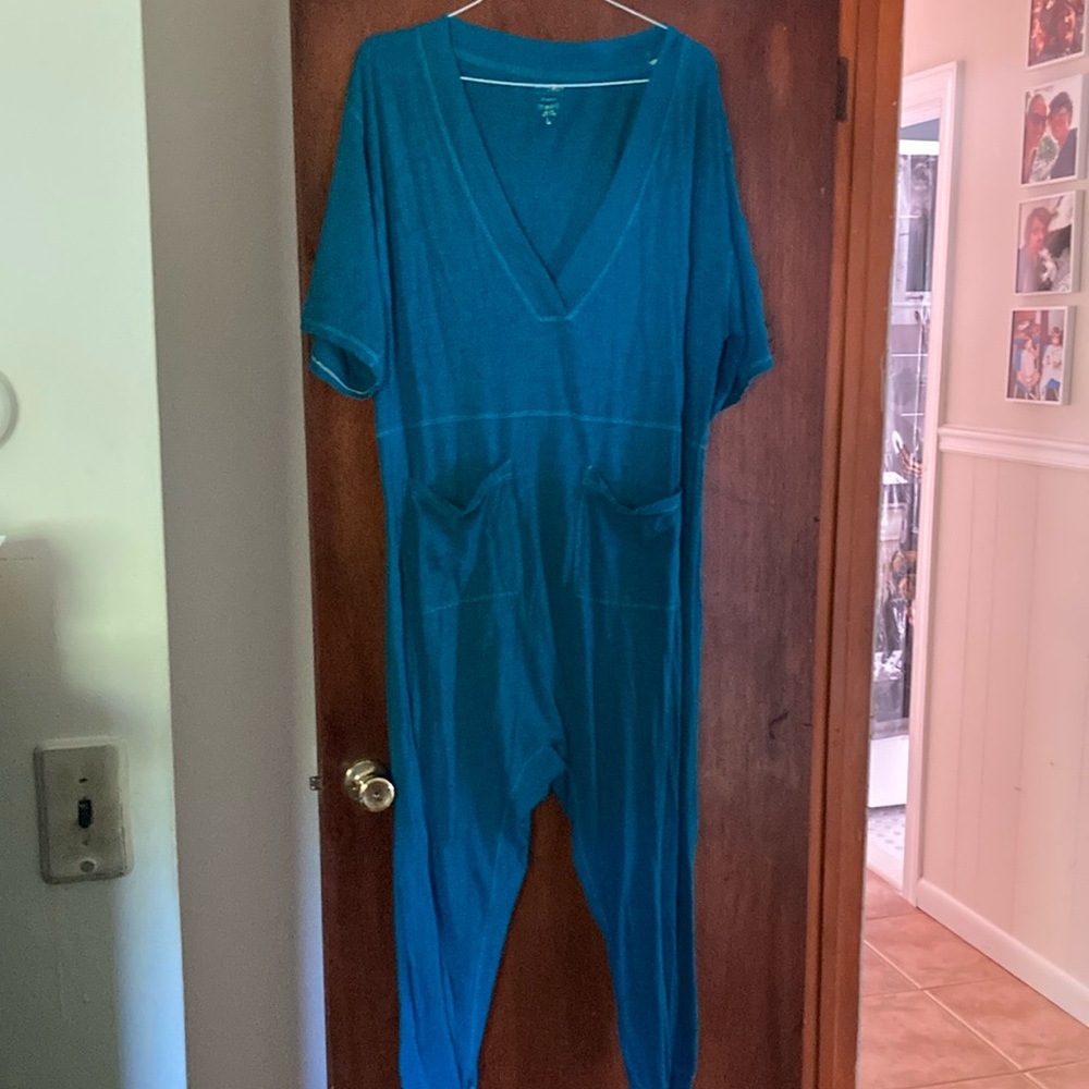 Teal V-Neck Jumpsuit